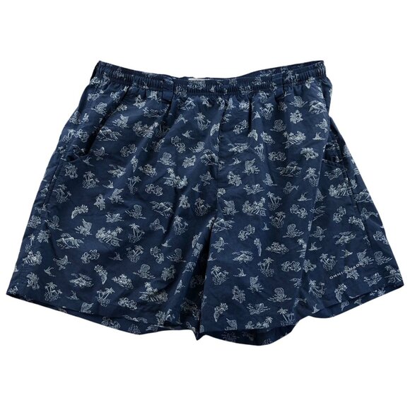 Columbia Men's PFG Swim Shorts Size XL Floral Drawstring Activewear Swimwear Blu - Picture 1 of 16